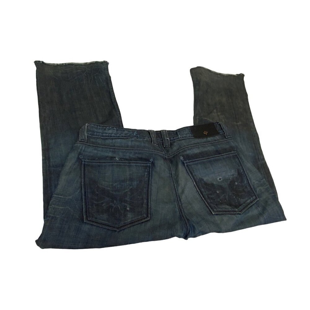 Men’s Afflictions Blue No Hem Jeans. Sz 38